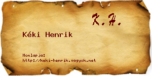 Kéki Henrik névjegykártya